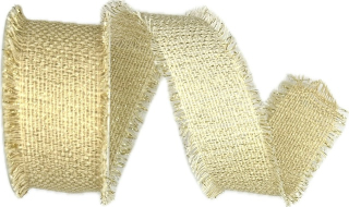 Stuha bavlněná RUSTIC GLOW CREAM krémová 40mm x 2m (20,-Kč/m)