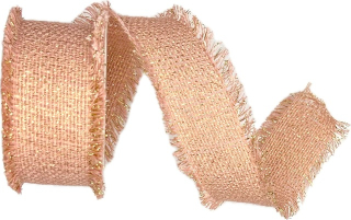 Stuha bavlněná RUSTIC GLOW PEACH růžová 40mm x 2m (20,-Kč/m)