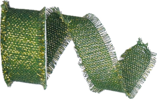 Stuha bavlněná RUSTIC GLOW FOREST zelená 40mm x 2m (20,-Kč/m)