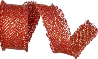 Stuha bavlněná RUSTIC GLOW SCARLET červená 40mm x 2m (20,-Kč/m)