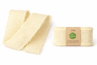 Stuha bavlněná VILLAGE SOUL CREAM krémová 40mm x 2m 