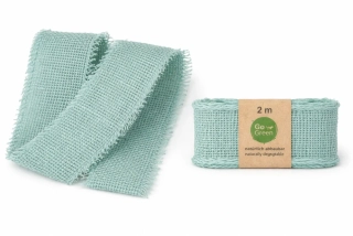 Stuha bavlněná VILLAGE SOUL AQUA modrá 40mm x 2m