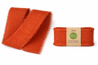 Stuha bavlněná VILLAGE SOUL TERRACOTTA tmavě oranžová 40mm x 2m 