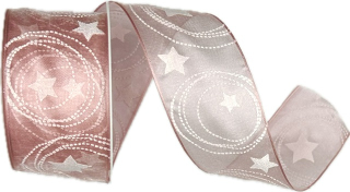 Stuha vánoční STARS HARMONY PINK růžová 40mm x 2m (15,-Kč/m)