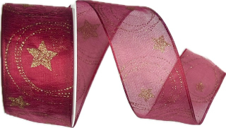 Stuha vánoční STARS HARMONY BURGUNDY bordó 40mm x 2m (15,-Kč/m)