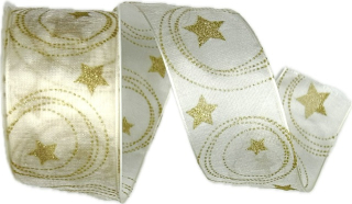Stuha vánoční STARS HARMONY CREAM krémová 40mm x 2m (15,-Kč/m)