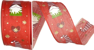 Stuha vánoční GNOME RED červená 40mm x 2m (13,-Kč/m)
