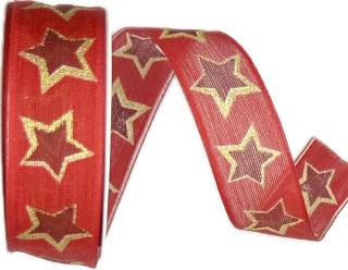 Stuha vánoční STARLIGHT OUTLINE RED červená 25mm x 3m (10,-Kč/m)