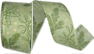 Stuha vánoční FOREST HARMONY zelená 40mm x 2m (14,-Kč/m)