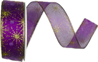 Stuha vánoční STARDUST RADIANCE ROYAL PURPLE fialová 25mm x 3m (11.50,-Kč/m)