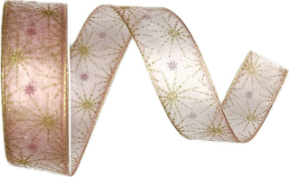 Stuha vánoční STARDUST RADIANCE ROSE GOLD růžová 25mm x 3m (11.50,-Kč/m)