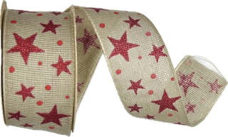 Stuha vánoční LINEN STAR MAGIC GRAY šedá 40mm x 2m (15,-Kč/m)