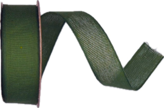 Stuha látková Nature Taft – Forest Green  tmavě zelená 25mm x 2m (9,-Kč/m)