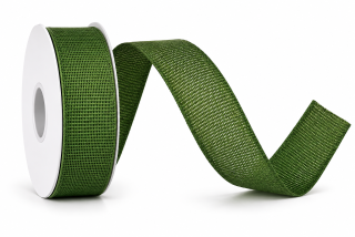 Stuha látková Nature Taft – Forest Green tmavě zelená 25mm x 2m (8,-Kč/m)