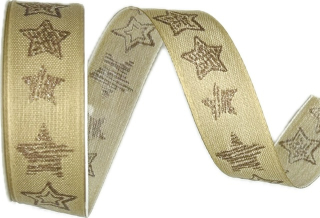 Stuha vánoční STARLIGHT NATURAL béžová 25mm x 3m (9,-Kč/m)