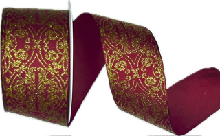 Stuha vánoční ROYAL BAROQUE BURGUNDY bordó 40mm x 2m (16,-Kč/m)