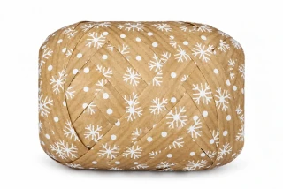 Vánoční vázací stuha MEGA NATURO Vločky bílé (velké Mega klubko)10mm x 12m