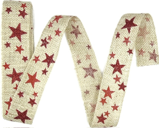 Stuha vánoční lněná WINTER HEAVEN NATURAL béžová 25mm x 2,5m (10,-Kč/m)