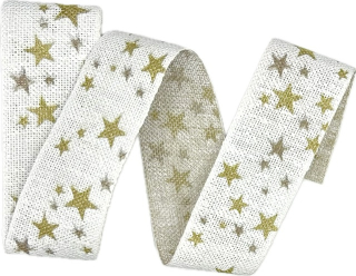 Stuha vánoční lněná WINTER HEAVEN WHITE bílá 40mm x 2m (15,-Kč/m)