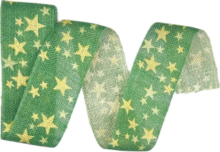 Stuha vánoční lněná WINTER HEAVEN GREEN zelená 40mm x 2m (15,-Kč/m)