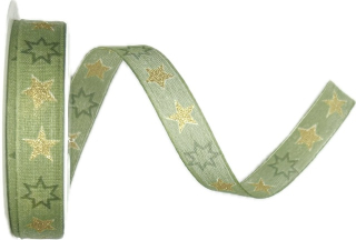 Stuha vánoční NOVA STARLINE GREEN zelená 15mm x 3m (8,-Kč/m)