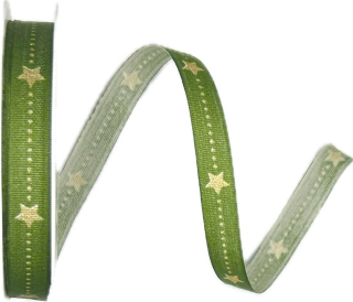 Stuha vánoční TINY STARLINE GREEN zelená 10mm x 4m (6,-Kč/m)