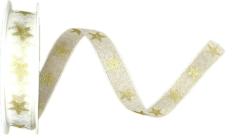 Stuha vánoční STARGLOW ORGANZA CREAM krémová 15mm x 3m (8,-Kč/m)