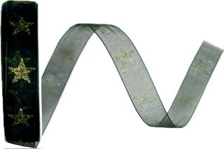 Stuha vánoční STARGLOW ORGANZA BLACK černá 15mm x 3m (8,-Kč/m)