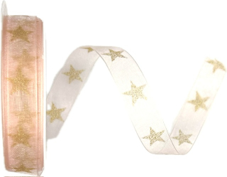 Stuha vánoční STARGLOW ORGANZA BLUSH meruňková 15mm x 3m (8,-Kč/m)
