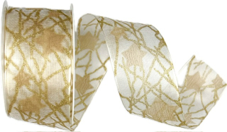 Stuha vánoční LUMINOUS STARTRAIL GOLD zlatá 40mm x 3m (12,-Kč/m)