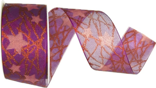 Stuha vánoční LUMINOUS STARTRAIL ROYAL PURPLE fialová 40mm x 3m (12,-Kč/m)