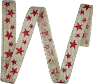 Stuha vánoční lněná STAR GLOW GRAY šedá 15mm x 3,5m (6,- Kč/m)