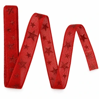 Stuha vánoční STAR GLOW RUBY RED červená 15mm x 3m