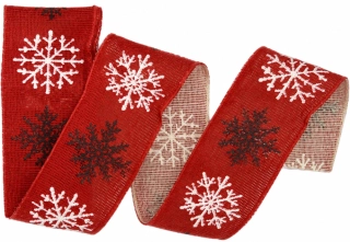 Stuha vánoční SNOW ELEGANCE RED červená 40mm x 2m (10,-Kč/m)