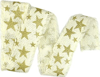 Stuha vánoční JUTA STARSHINE CREAM krémová 40mm x 2m (14,-Kč/m)