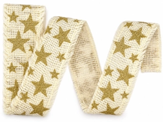 Stuha vánoční JUTA STARSHINE CREAM krémová 40mm x 2m (10,-Kč/m)