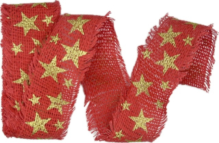 Stuha vánoční JUTA STARSHINE RED červená 40mm x 2m (14,-Kč/m)