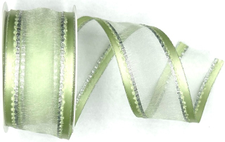 Stuha organzová MONDAN MINT SHINE mentolová PREMIUM 40mm x 3m (12,-Kč/m)