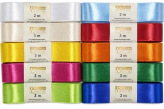 Sada 10ks saténových stuh 25mm x 3m (6,-Kč/m)