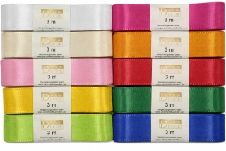 Sada 10ks taftových stuh COLORINO 25mm x 3m (6,-Kč/m)