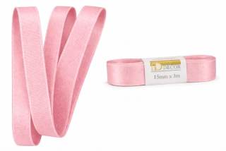 Stuha taftová SOFT PINK světle růžová 15mm x 3m (5,-Kč/m)