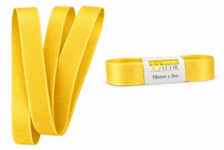 Stuha taftová SUNNY YELLOW žlutá 15mm x 3m (5,-Kč/m)