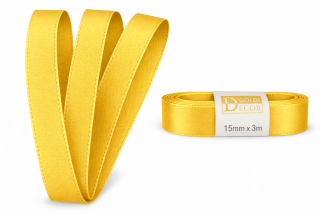 Stuha taftová GOLDEN YELLOW zlatožlutá 15mm x 3m (5,-Kč/m)