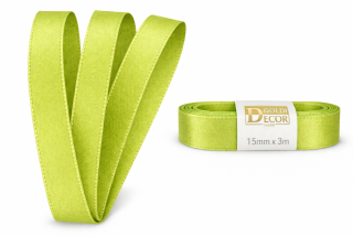 Stuha taftová PEA GREEN hráškově zelená 15mm x 3m (5,-Kč/m)