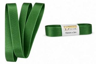 Stuha taftová DEEP FOREST GREEN tmavě zelená 15mm x 3m (5,-Kč/m)