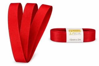 Stuha taftová CLASSIC RED červená 15mm x 3m (5,-Kč/m)