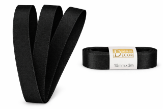 Stuha taftová CLASSIC BLACK černá 15mm x 3m (5,-Kč/m)