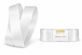 Stuha taftová PURE WHITE čistě bílá 25mmx3m (7,-Kč/m)