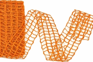 Síťovaná bavlněná stuha Nature Alma –Matte Orange oranžová  40mm x 2m (14,-Kč)