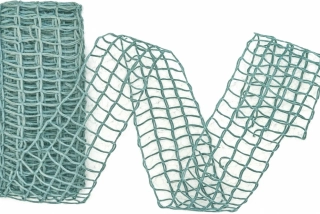 Síťovaná stuha Nature Alma – Turquoise Grey tyrkysová matná 40mm x 2m (14,-Kč/m)